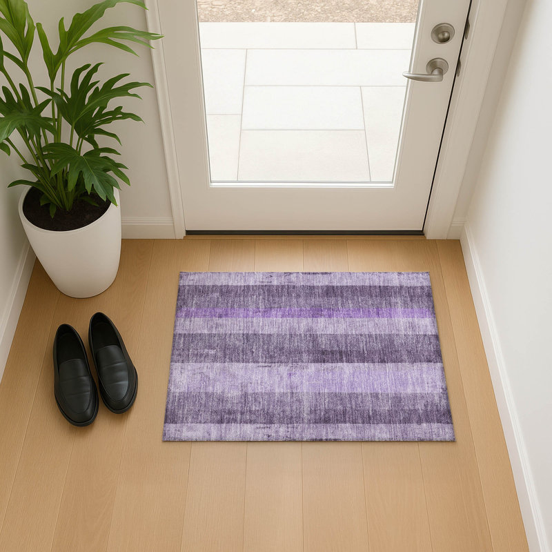Premium Machine Washable Mayfield AMF1689 Stripes Rug, Rectangle 1'8" x 2'6"