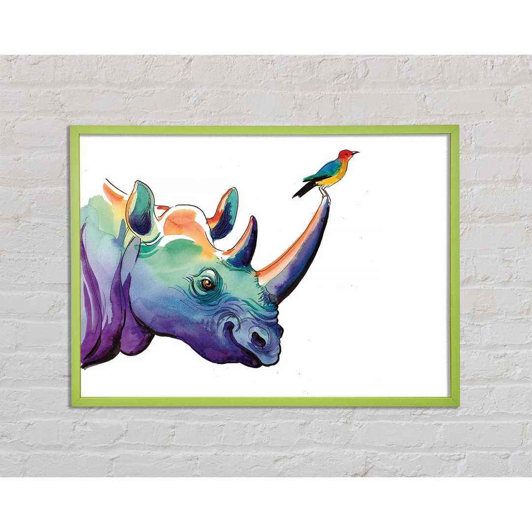 Gerahmtes Bild Rainbow Rhino Bird