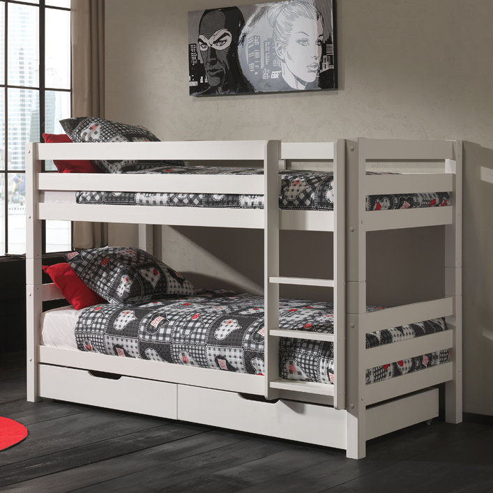 Edwards European Single (90 x 200cm) Standard Bunk Bed by Vipack, White