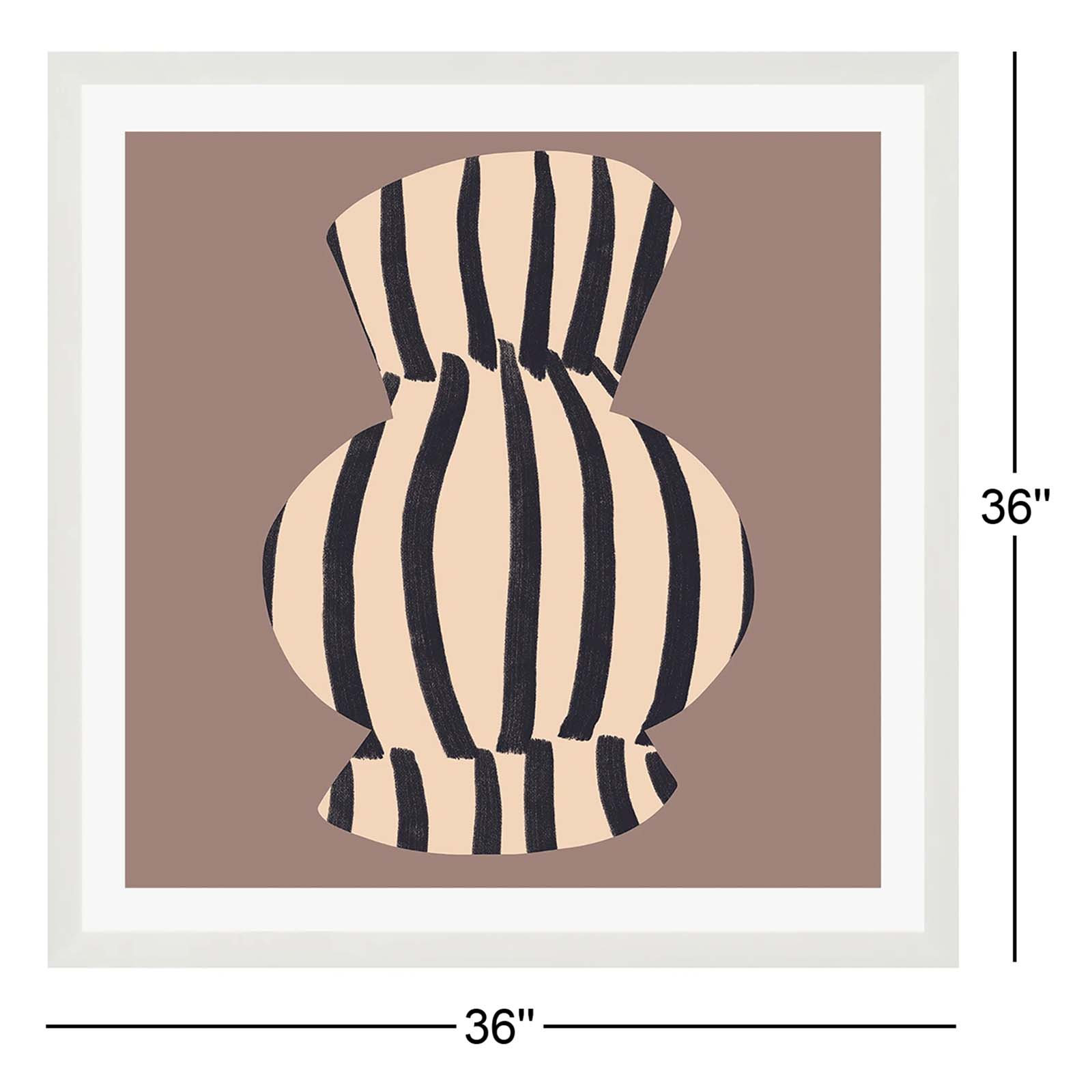 Ervand "Earth Tone Modern Vase" Print, 36" H x 36" W x 0.75" D, White Single Picture Framed, Yes