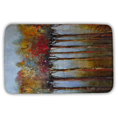 Colorful leaves trees Bath Mat with Non-Slip Backing - Quick Dry Memory Foam Bathroom Rug - Absorbent - Modern Plush Spa-Style - Machine Washable