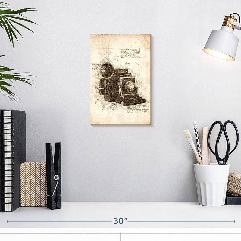 Laelle Old Camera Blueprint, 12" H x 8" W