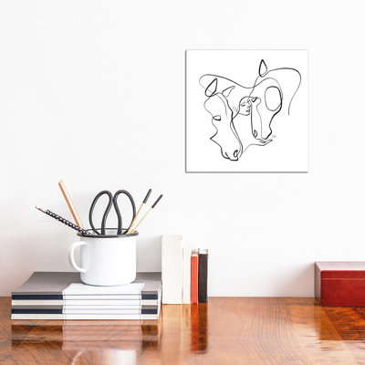 Equus No 13 / One Line Horse by Dane Khy - Wrapped Canvas Painting