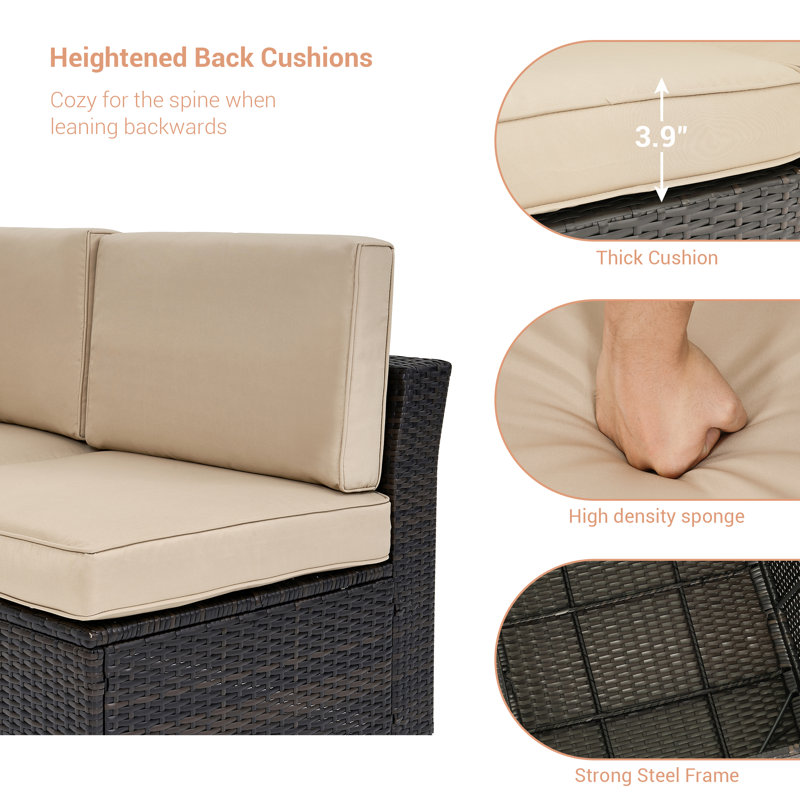 5 - Person Modular Patio Conversation Set with Cushions, Beige