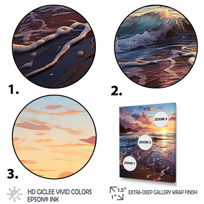 «Beachside Sunset Horizon 4», art mural plage, Cadre flottant blanc, H 32 po x l 24 po x P 1 po