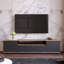 Meuble télé moderne avec portes à pousser, pin atlantique et anthracite, 70,9 po x 17,6 po x 17,5 po | 100% panneau de particules enduit de mélamine, épaisseur: 0,7 pouce | Conception élégante et fonctionnelle pour le salon et les espaces de divertissement, assemblage facile-1546608542