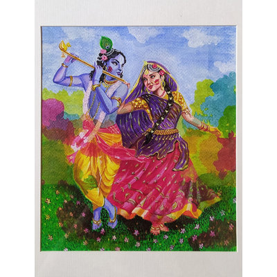 Radha Krishna Playing Holi | Acrylic on Canvas | Painting by Sneha Singh