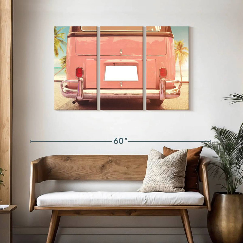 Mehar Beachside Pink Van, 28" H x 45" W