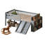 Twin Bed Frame with Storage Shelf, Wooden Bed Frame with Slide and Ladder,Platform Twin Size Bed with Guardrail, No Box Spring Needed, Easy Assembly-1833741492