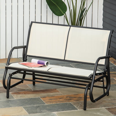 2 chaises berçantes, balançoires et bancs. Sangle de ventilation beige, structure en acier thermolaqué. Meubles de véranda. Double toile de patio arrière 47,75 po x l 27,5 po x H 33,5 po