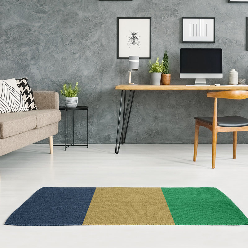 Tapis bleu/doré, Rectangle 3 pi x 5 pi