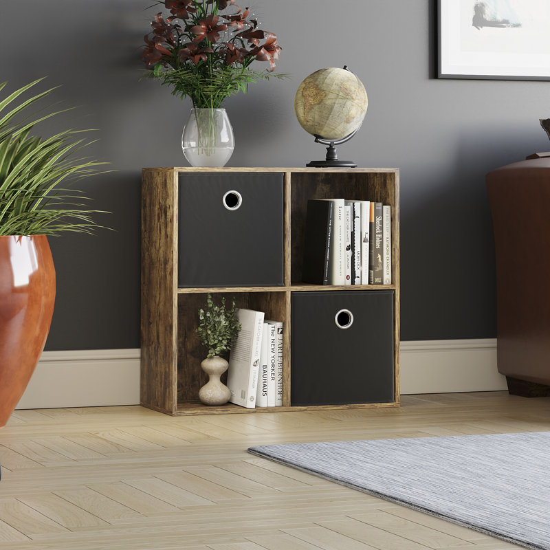 Bursa 64.5cm H x 65cm W Bookcase, Dark Wood/Black