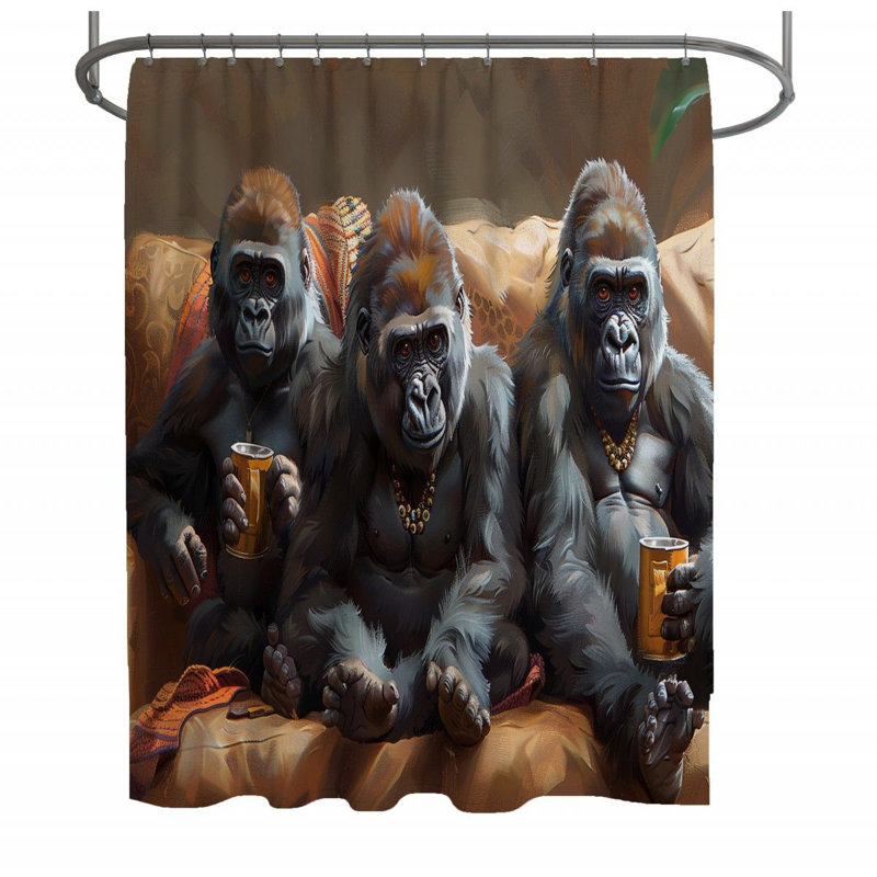 Rideau de douche Gorillas - Artwork Bathroom Decor_12948, H 73 po x l 70 po