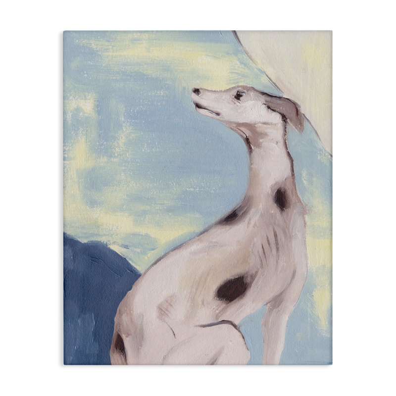 «Greyhound on Blue», art mural par Melissa Wang, H 40 po x l 30 po