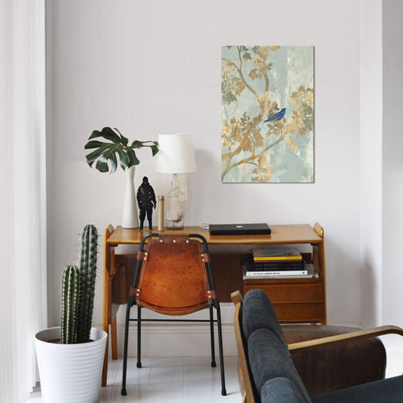 «Blue Bird» par Asia Jensen - reproduction d'art sur toile tendue, H 18 po x l 12 po x P 1,5 po, Toile tendue, Pas de tapis