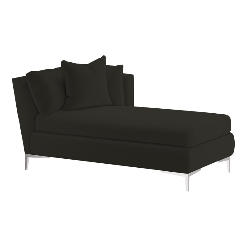 Chaise longue rembourrée Aiden, Orienté à droite, Perigold montage onyx, Acier inoxydable poli