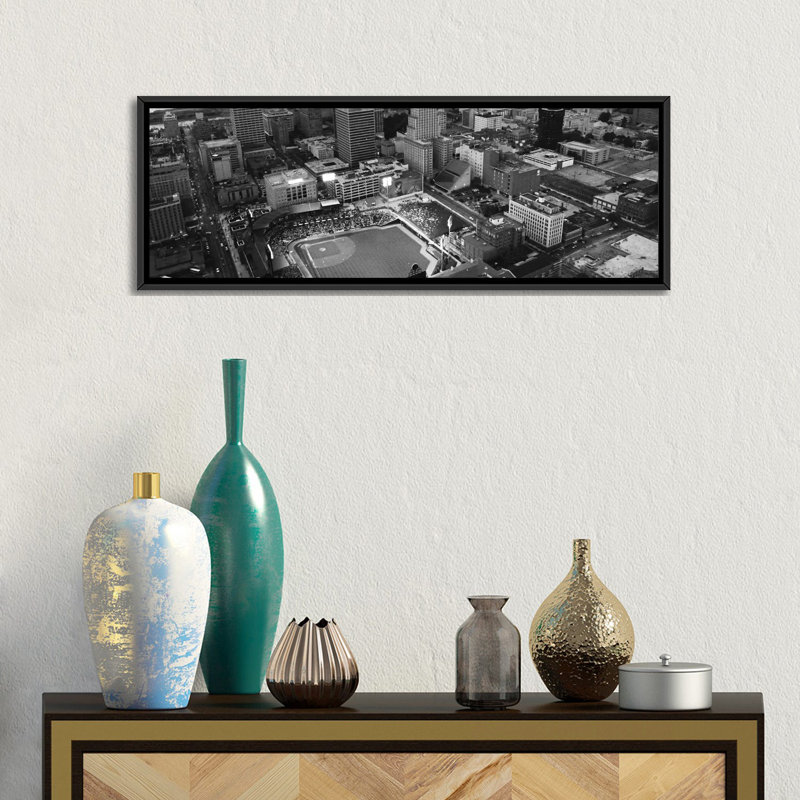 « memphis horizon cityscape », reproduction de photo sur toile, H 12 po x l 36 po x P 1,5 po, Toile avec cadre noir