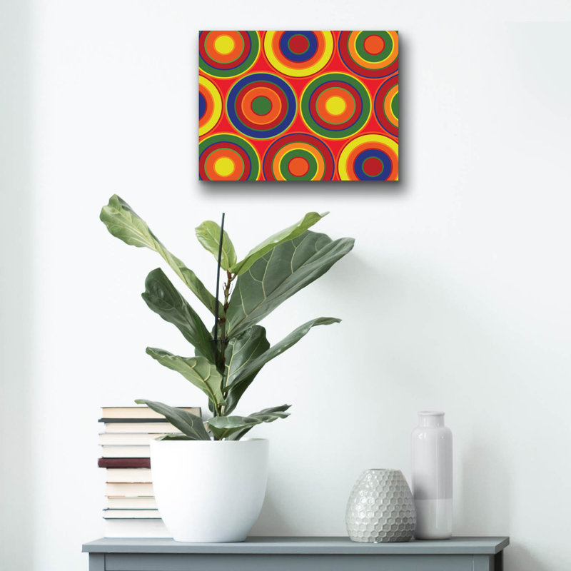 «Circles Abstract On Red» par Ron Magnes, H 12 po x l 16 po