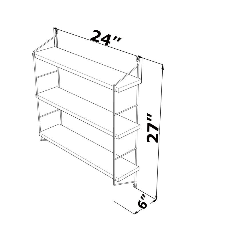 Triple Shelf, Walnut/Yellow