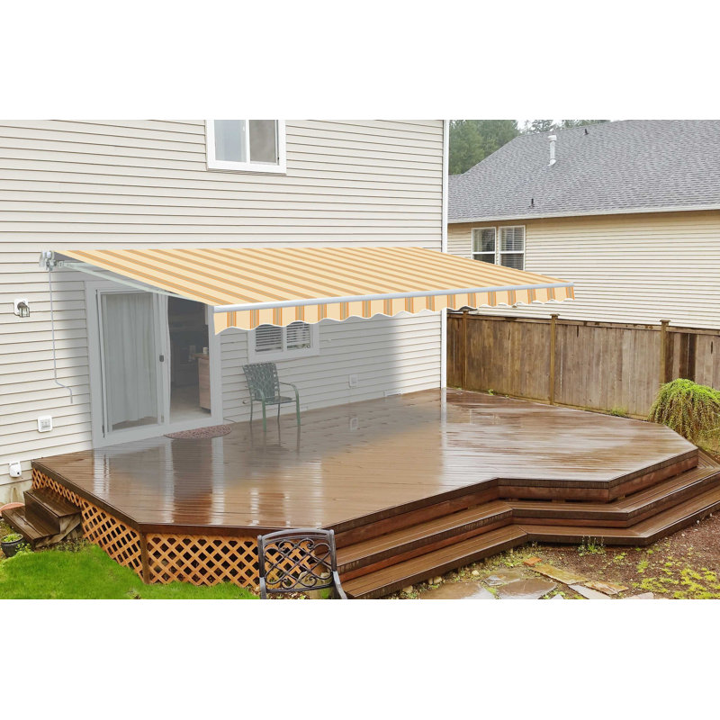 Tissu de remplacement pour auvent rétractable ALEKO, Multi-rayures jaune, l 12 pi x P 10 pi
