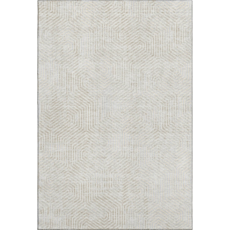 Premium Machine Washable Prisco Ivory Rug, Rectangle 10' x 14'