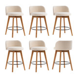 26" Counter Height Bar Stools With Chenille Fabric