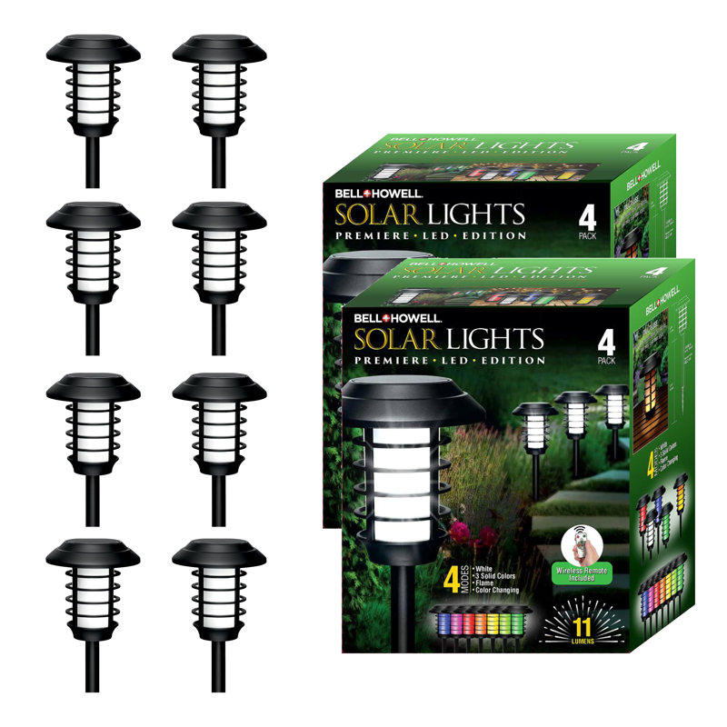 Bell+Howell Color Changing Solar Powered Pathway Lights With Remote Control, Wireless Auto On/off