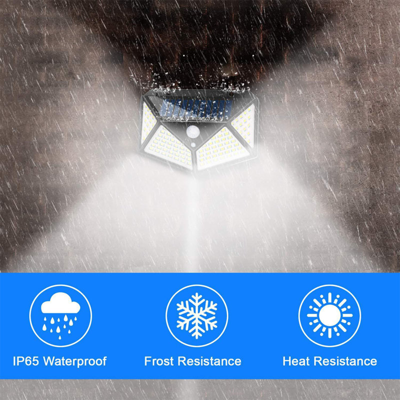 100 LED Solar Power Wall Lights Outdoor Waterproof Motion Sensor Security Light for Garden Garage