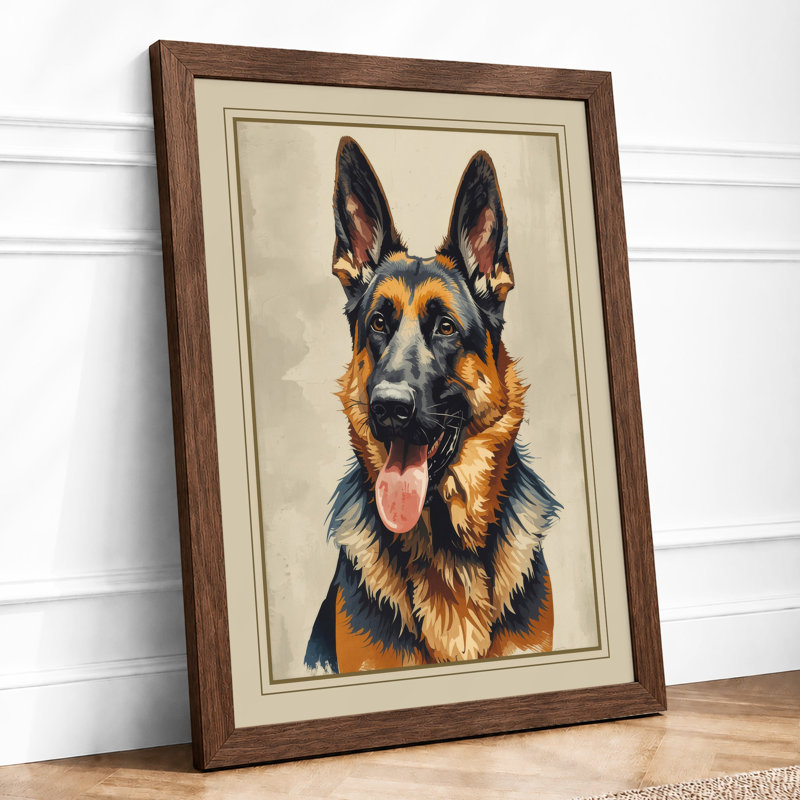 Loyal Gaze Modern - Framed Print, Walnut, A3 - 42.0 x 29.7 cm