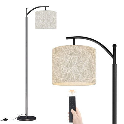 Arc Floor Lamp seamless abstract grey floral leaves Floor Lamps with Remote LED Lights Adjustable Lamp Shades Tall Standing Lamps for Reading Office Living Room