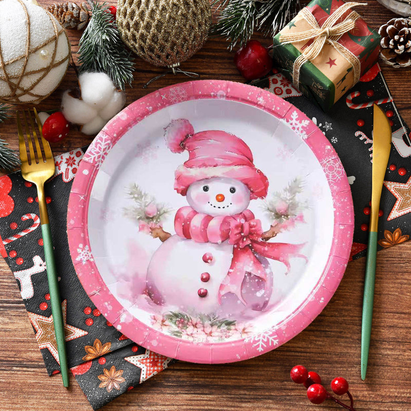Assiettes jetables Christmas Decorations, Rose
