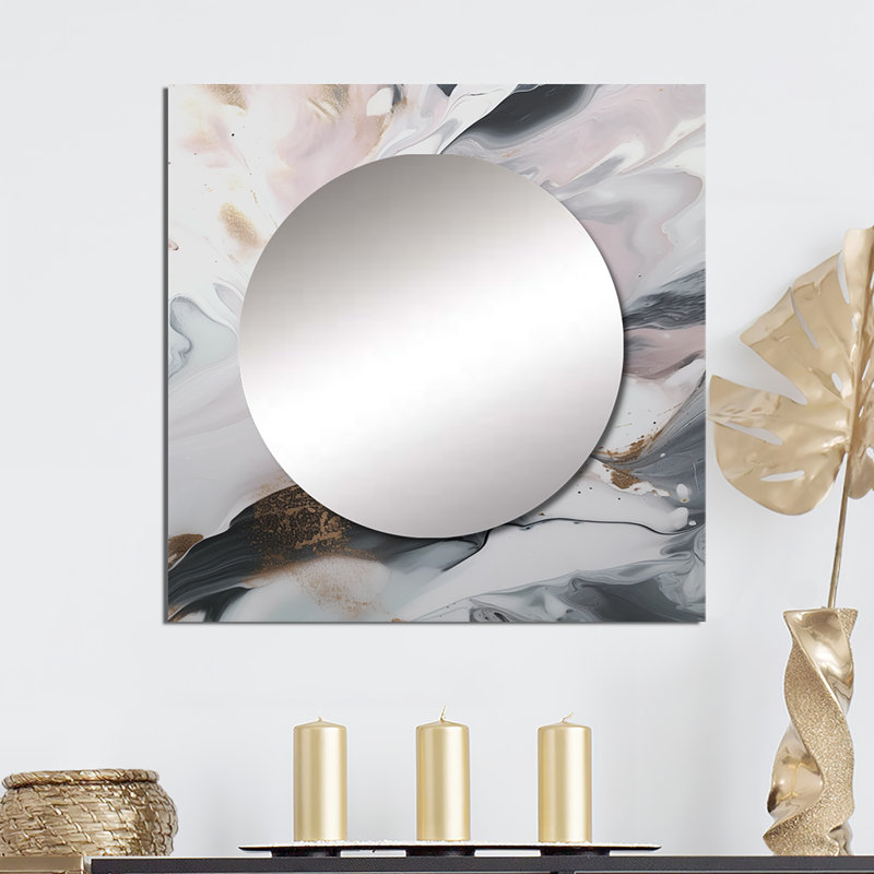 Giffie - Abstract Marble Large Square Mirror Wall Decor For Bedroom, 36" x 36"