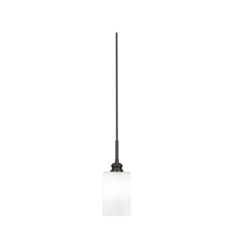 Edge Cord Mini Pendant Shown With 4" Square White Muslin Glass, Espresso