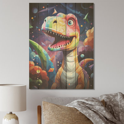 Cubiste mignon, dinosaure pour enfants - dinosaure sur bois