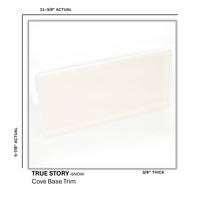 True Story 12'' L x 6'' W Porcelain Cove Base Tile Trim, Snow