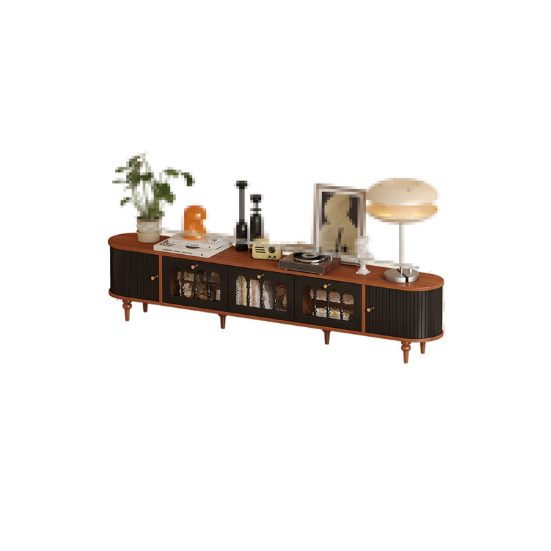 Meuble télé français rétro, Noir/brun foncé, H 16,92 po x L 78,74 po x l 11,81 po