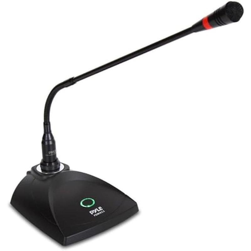 Système de microphone à fil de bureau à col-de-cygne de bureau - Micro à condensateur de voix câblé avec filtre à bruit de table - Cordon de son XLR à 1/4 po - Pour karaoké, conférence, studio audio - Pyle PDMIKC5 noir