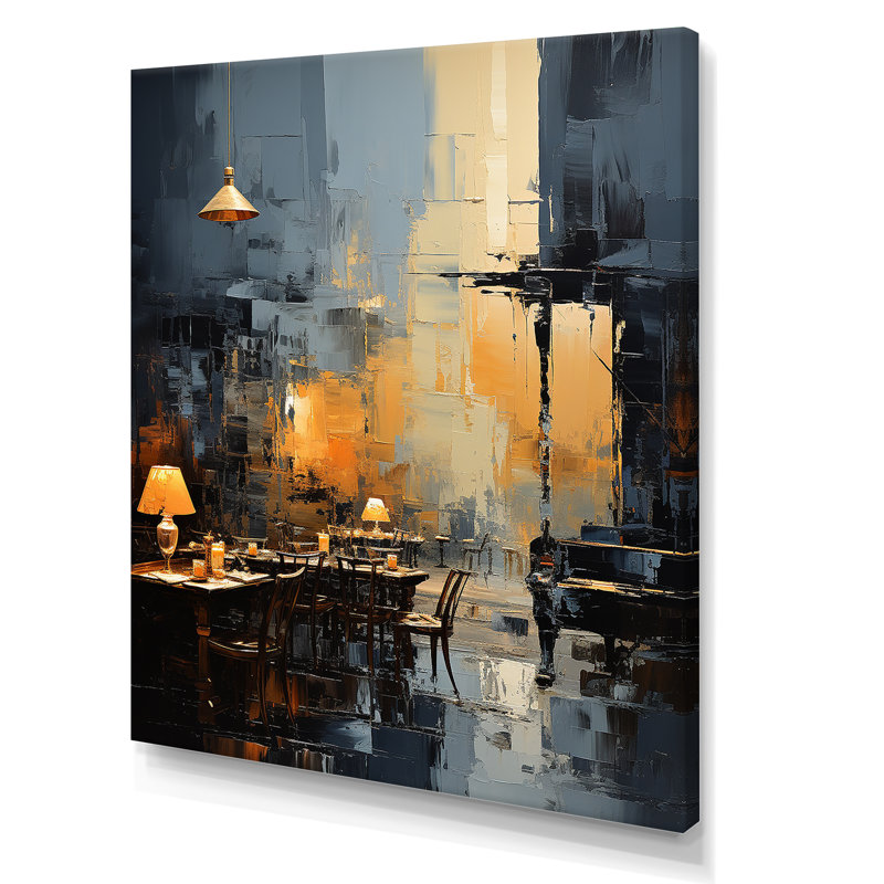 «Yellow Jazz Cafe Melody 2 - Music Jazz», art mural, Toile tendue, H 44 po x l 34 po x P 1,5 po