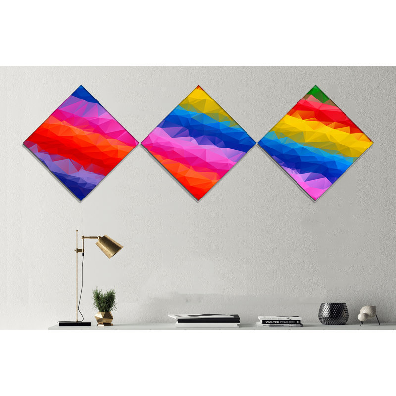 « multicolore polygons polygons », impression sur toile, reproduction d’art multi-parties