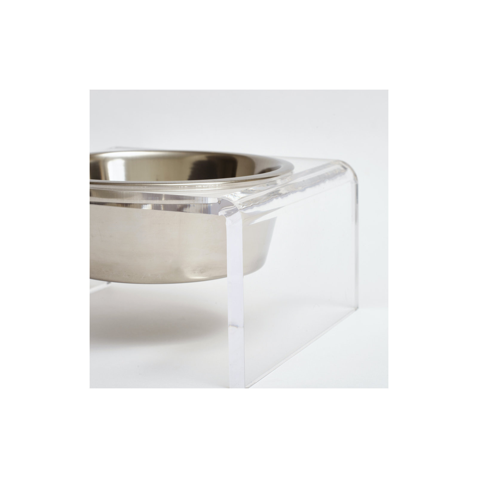 Single Bowl Elevated Feeder with Bowl, Silver, Clear