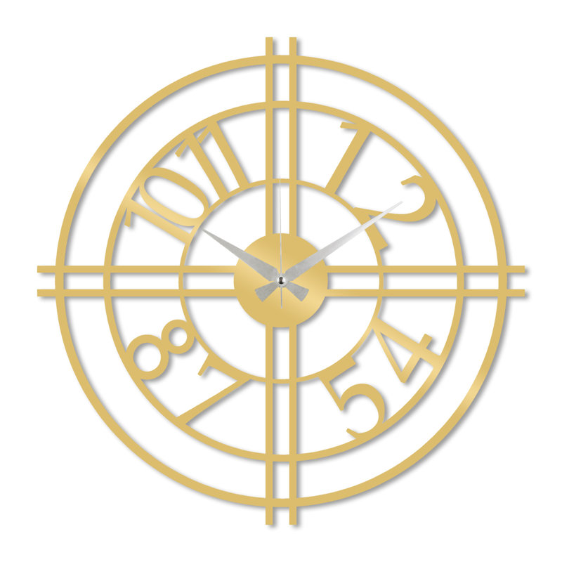 Elegant Decorative Metal Wall Clock, Gold Finish, 19.3 x 19.3 Inches | 100% Metal Construction, Thickness: 0.06 Inches | Silent Mechanism, Easy Wall Hanging, Perfect for Home Décor & Office Spaces, Battery Operated
