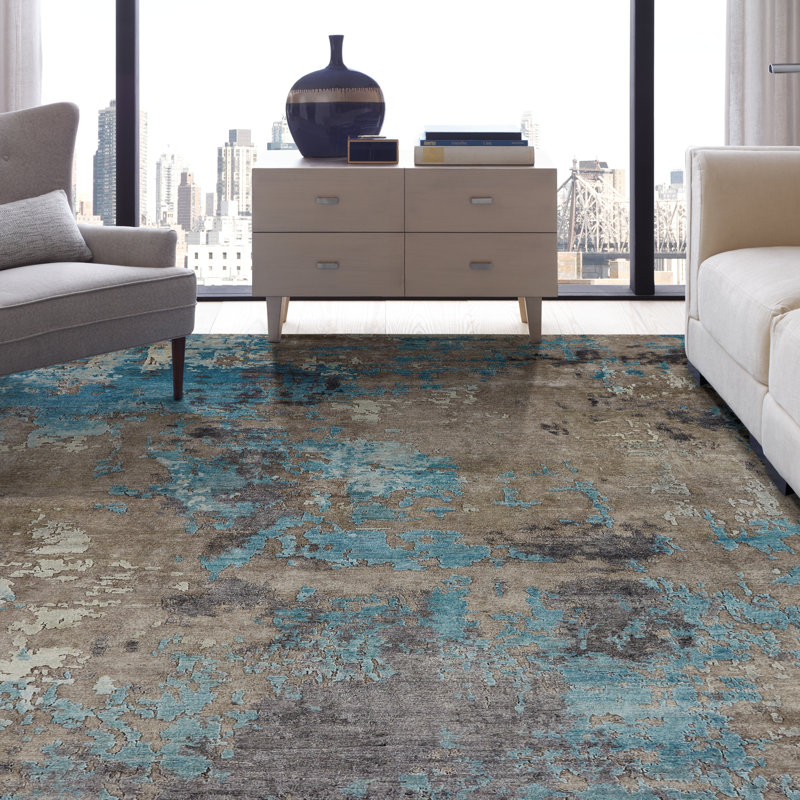 Hand Knotted Area Rug, Rectangle 10' x 14'