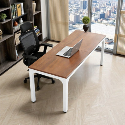 Bureau d'ordinateur 78,7 po en acier industriel, table de direction, bureau rectangulaire - très grand espace de travail, panneau de fibres à densité moyenne de 0,98 po d'épaisseur