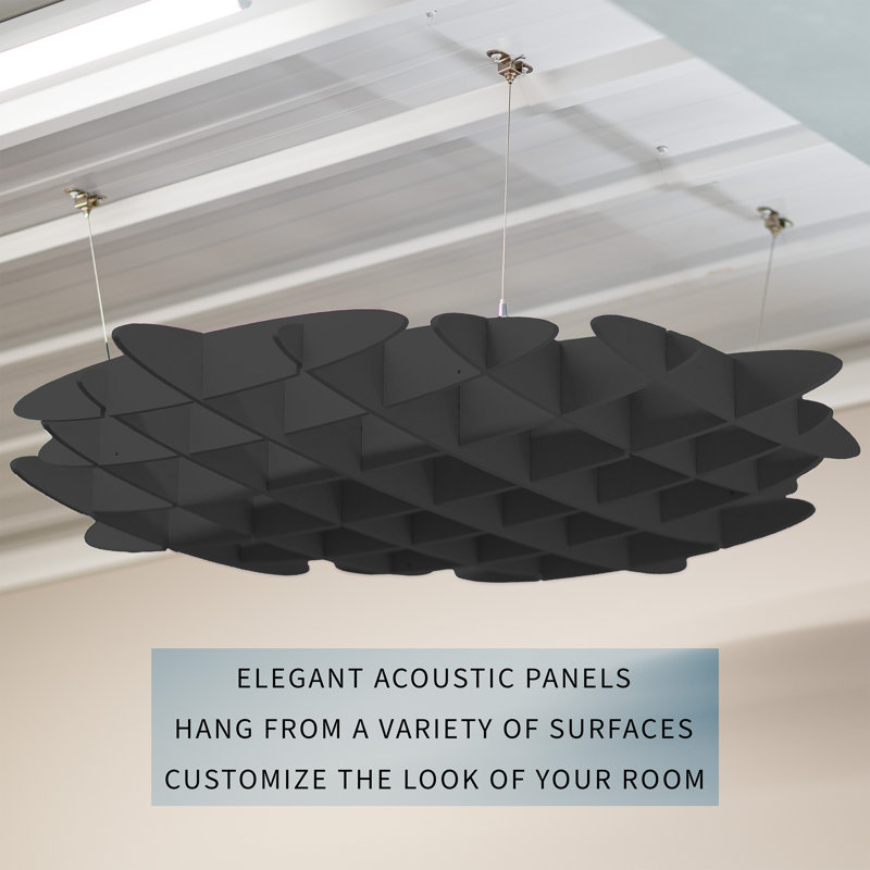 Vivo Acoustic Ceiling Waffle Panel, Black