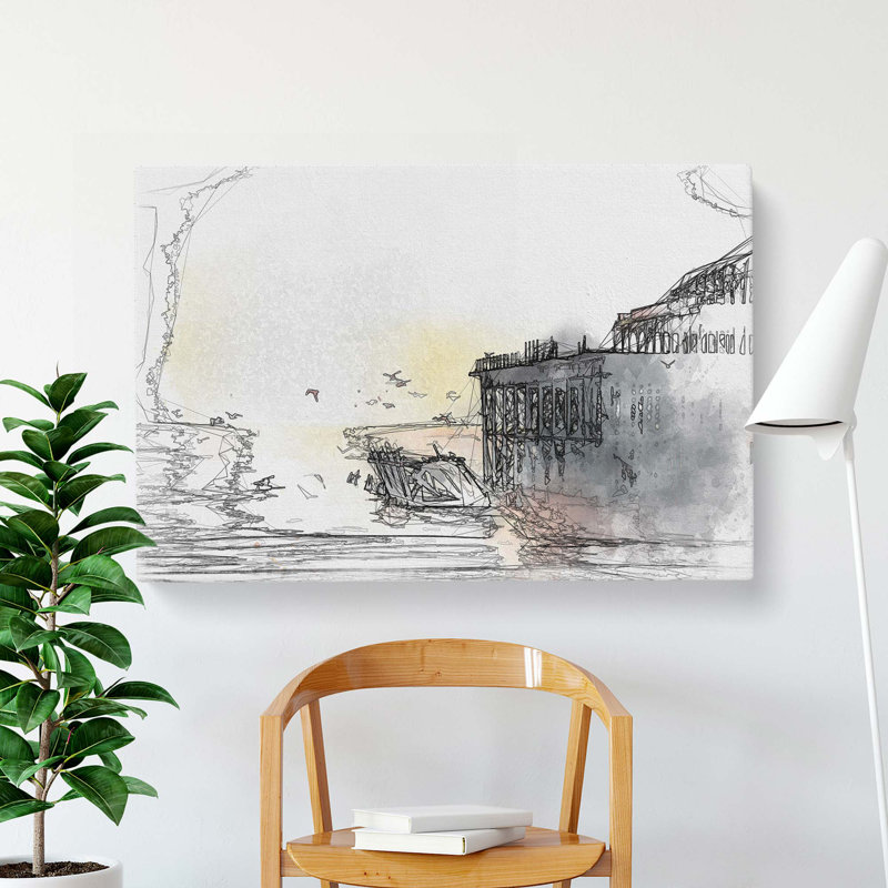 The West Pier on Brighton Beach in Abstract - Wrapped Canvas, 40cm H x 60cm W x 3cm D