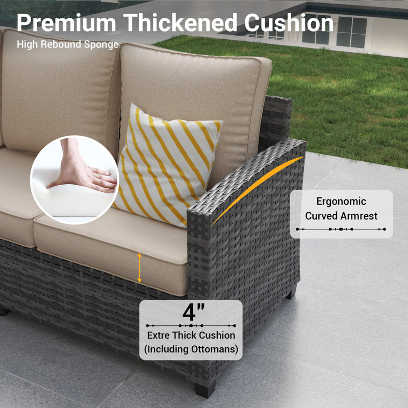 Amoure 5-Person Outdoor Seating Group With Cushions, Biege
