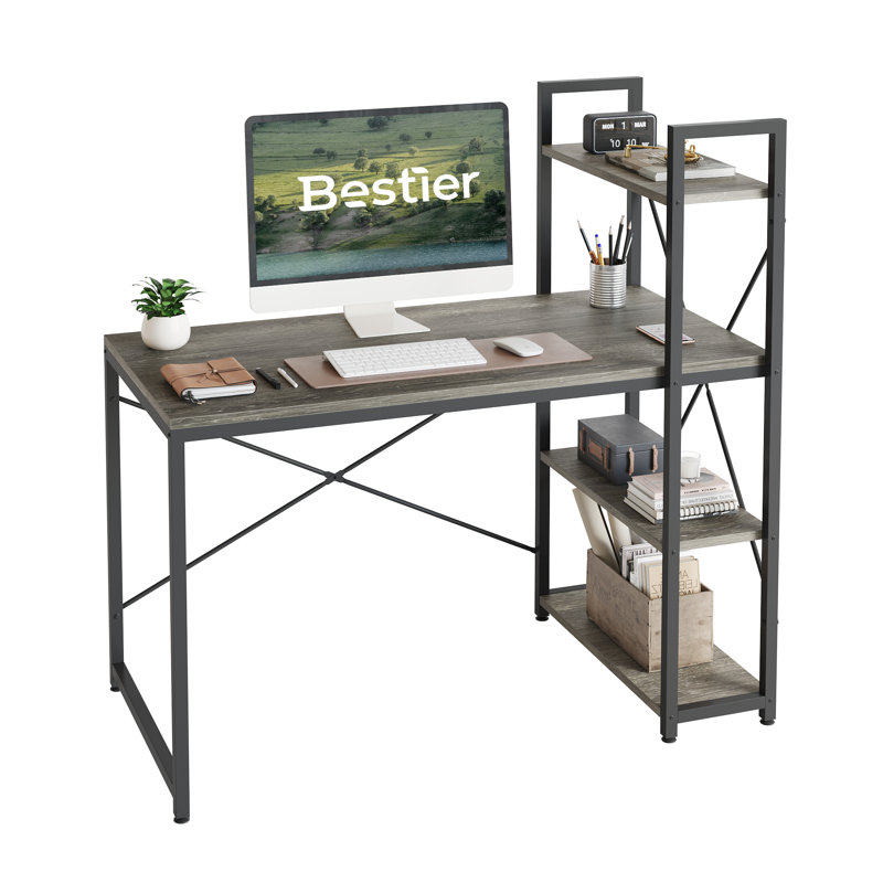 Metal Base Computer Desk, Grey, 122cm H x 160cm W x 64cm D