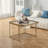 High-gloss Marble Nestable Coffee Table With Glass Tabletop, Gold Decoration, And Side Table With Drawer