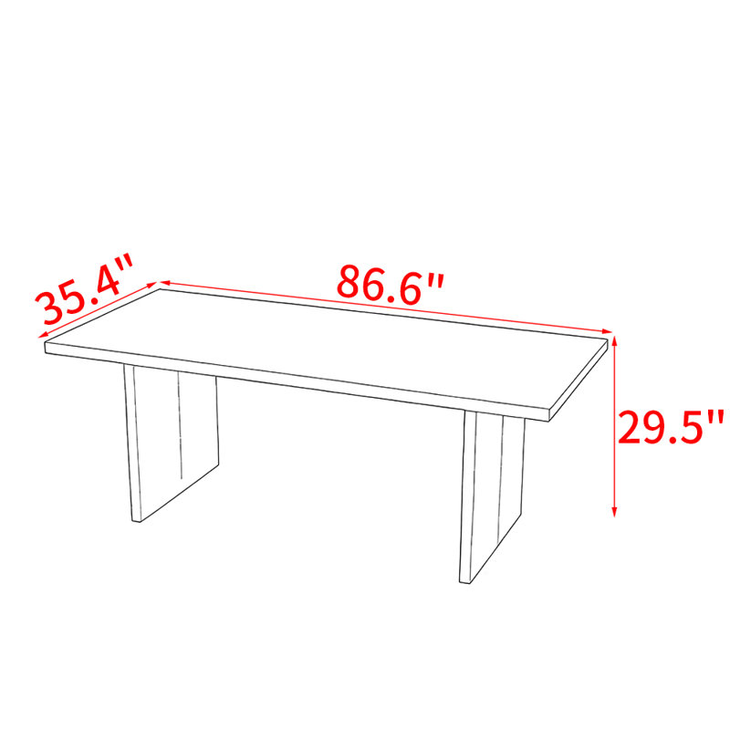 Table de salle à manger en bois massif de style français., H 29,5 po x L 86,6 po x l 35,4 po