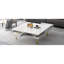 Table basse carrée ultra brillante avec 4 pieds dorés et 2 petits tiroirs, table centrale carrée à 2 niveaux pour le salon, blanc